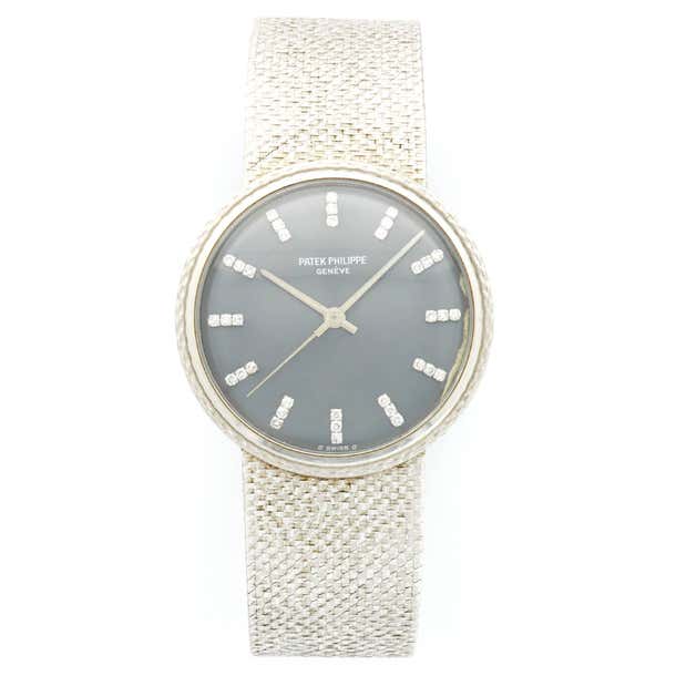 Patek Philippe White Gold Pave Diamond Automatic Wristwatch Ref. 3563 ...