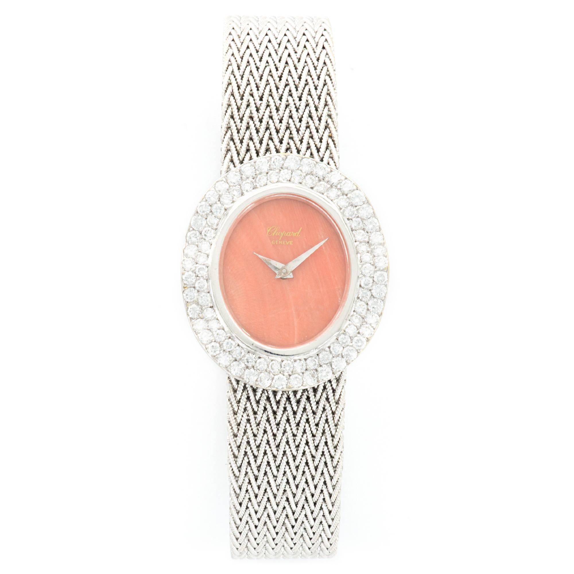 Chopard Ladies White Gold Diamond Coral Manual-Wind Bracelet Wristwatch