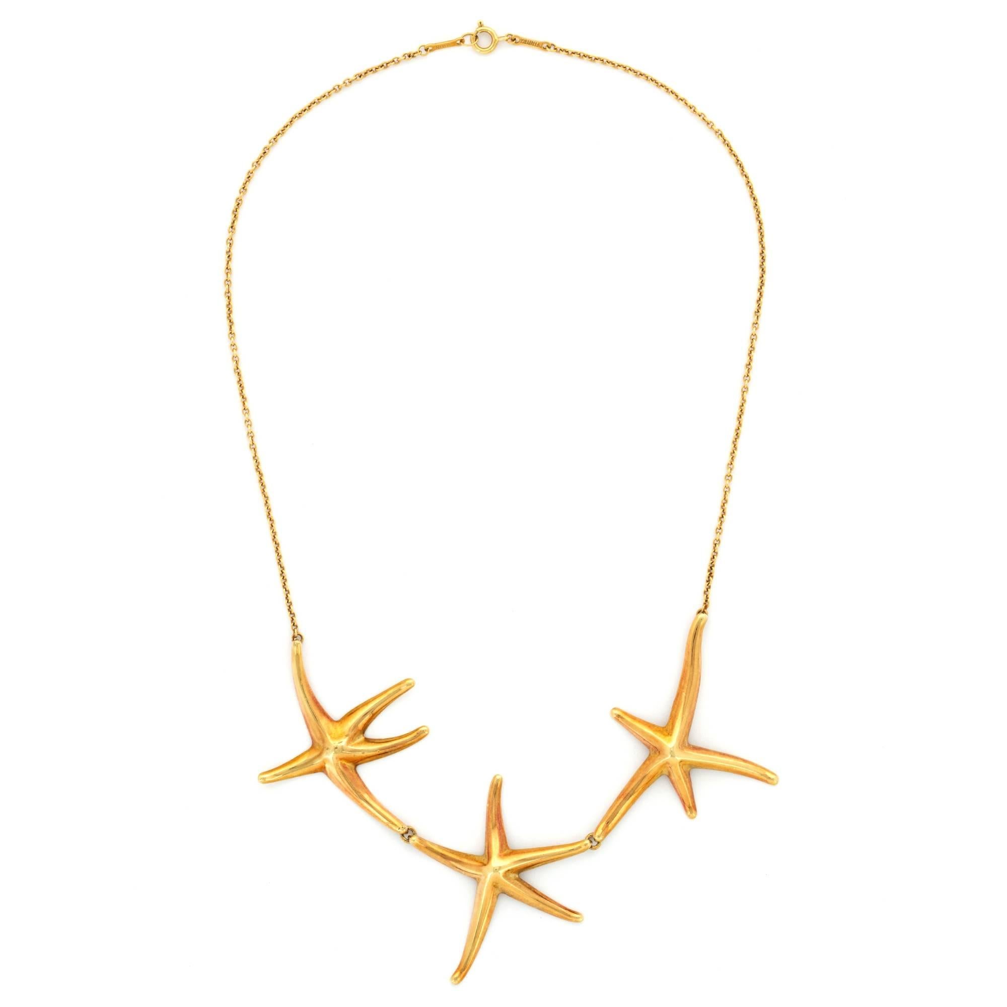 Tiffany & Co. 18 Karat Yellow Gold Elsa Peretti Starfish Necklace