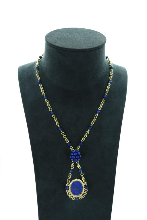 Piaget Lady's Yellow Gold Lapis Lazuli Necklace Watch at 1stDibs