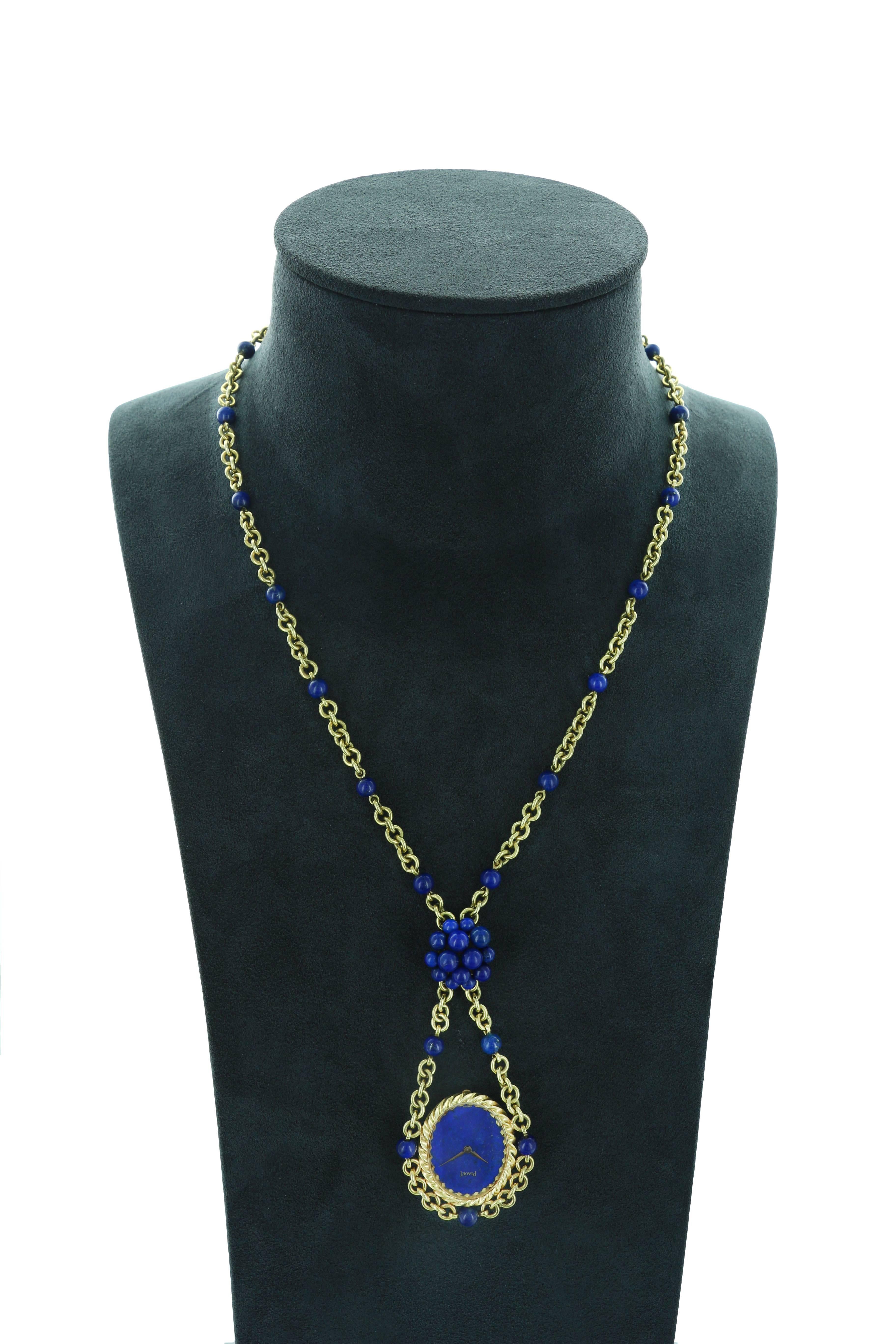 Women's Piaget Lady's Yellow Gold Lapis Lazuli Necklace Watch