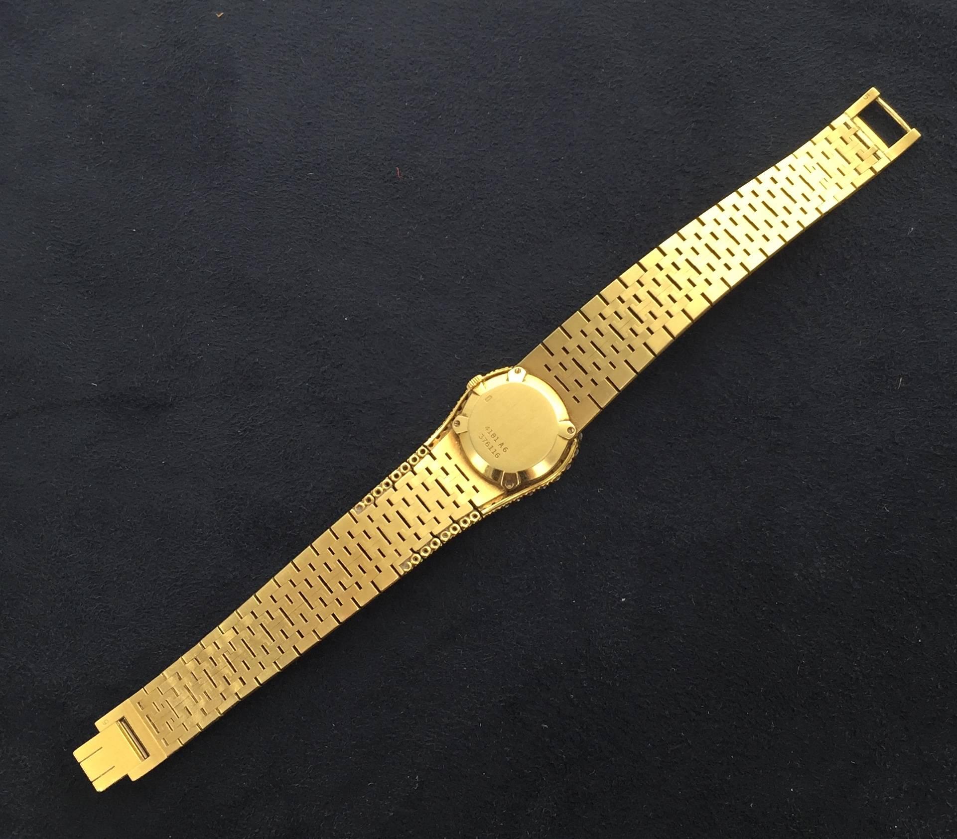 Piaget Lady's Yellow Gold Diamond Onyx Wristwatch In Excellent Condition In Beverly Hills, CA