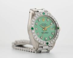 Rolex Lady's White Gold Diamond Emerald "Stella" Wristwatch