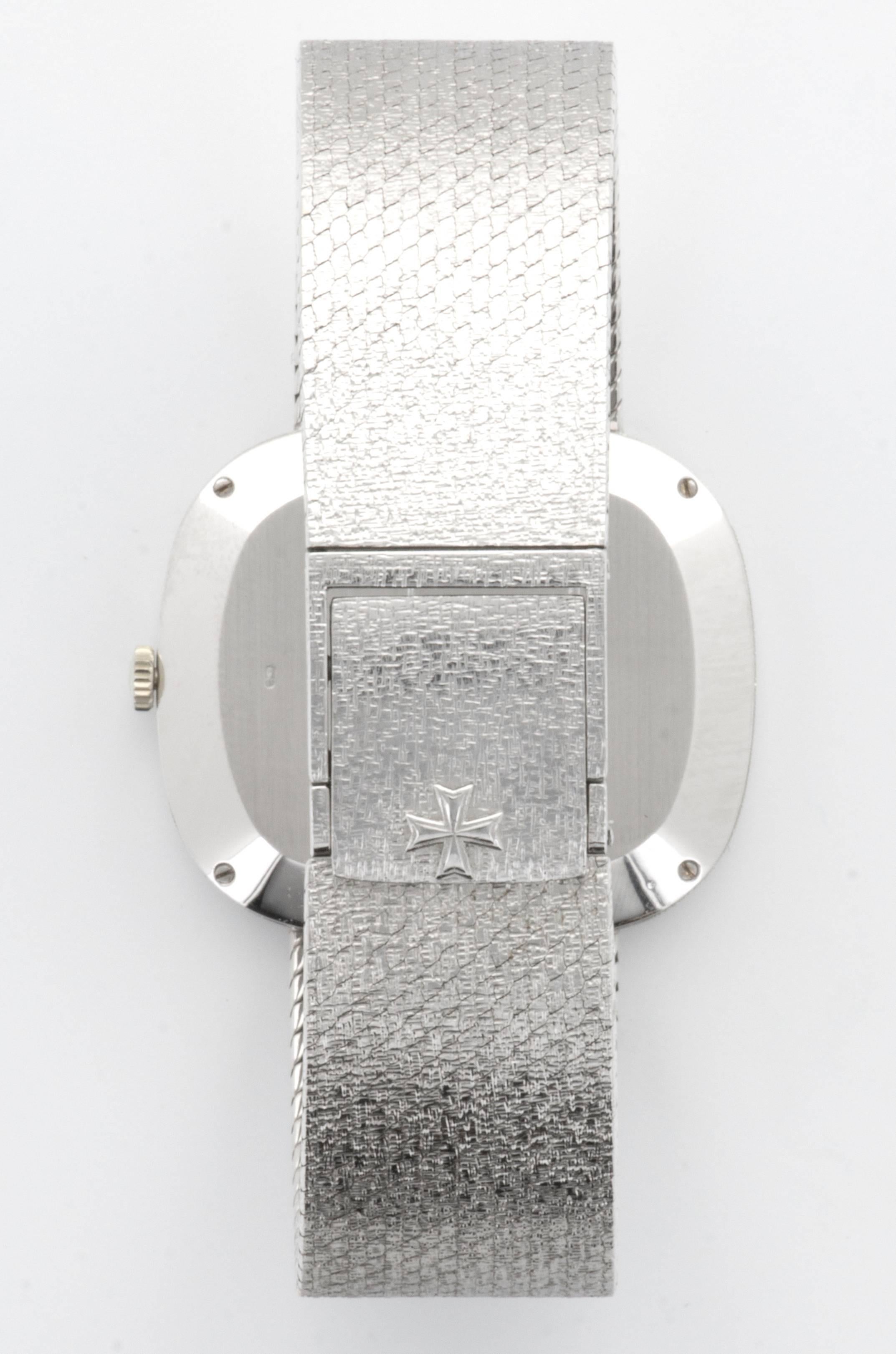 Modernist Vacheron Constantin White Gold Lapis Lazuli Dial Bracelet Wristwatch