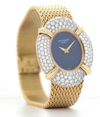 Patek Philippe Ladies Yellow Gold Diamond Lapis Lazuli Bracelet Wristwatch