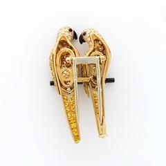 Cartier Yellow and White Diamond Onyx Lovebirds Brooch