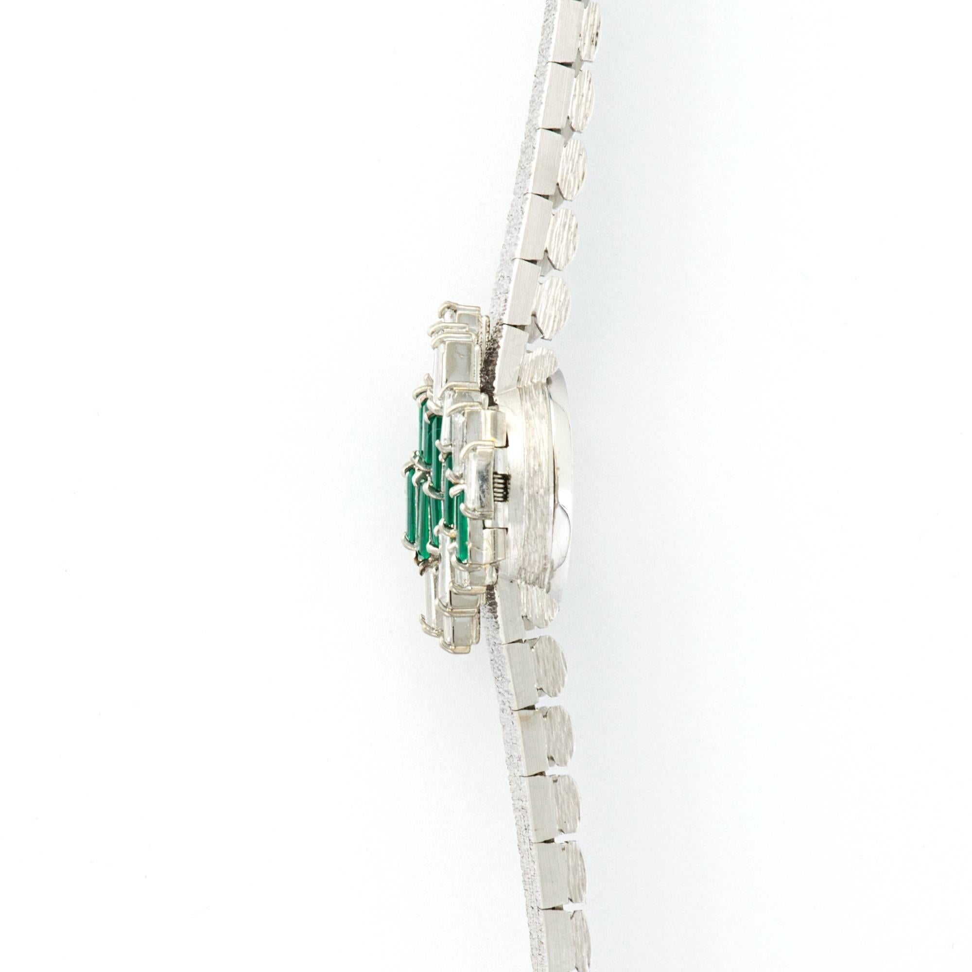 Modern Piaget White Gold Diamond Emerald Manual Wind Covered Wristwatch