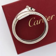 Cartier Paris White Gold Ladies Panthere Bangle Bracelet Wristwatch