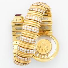 Chopard Ladies Yellow Gold Happy Diamond Snake Watch