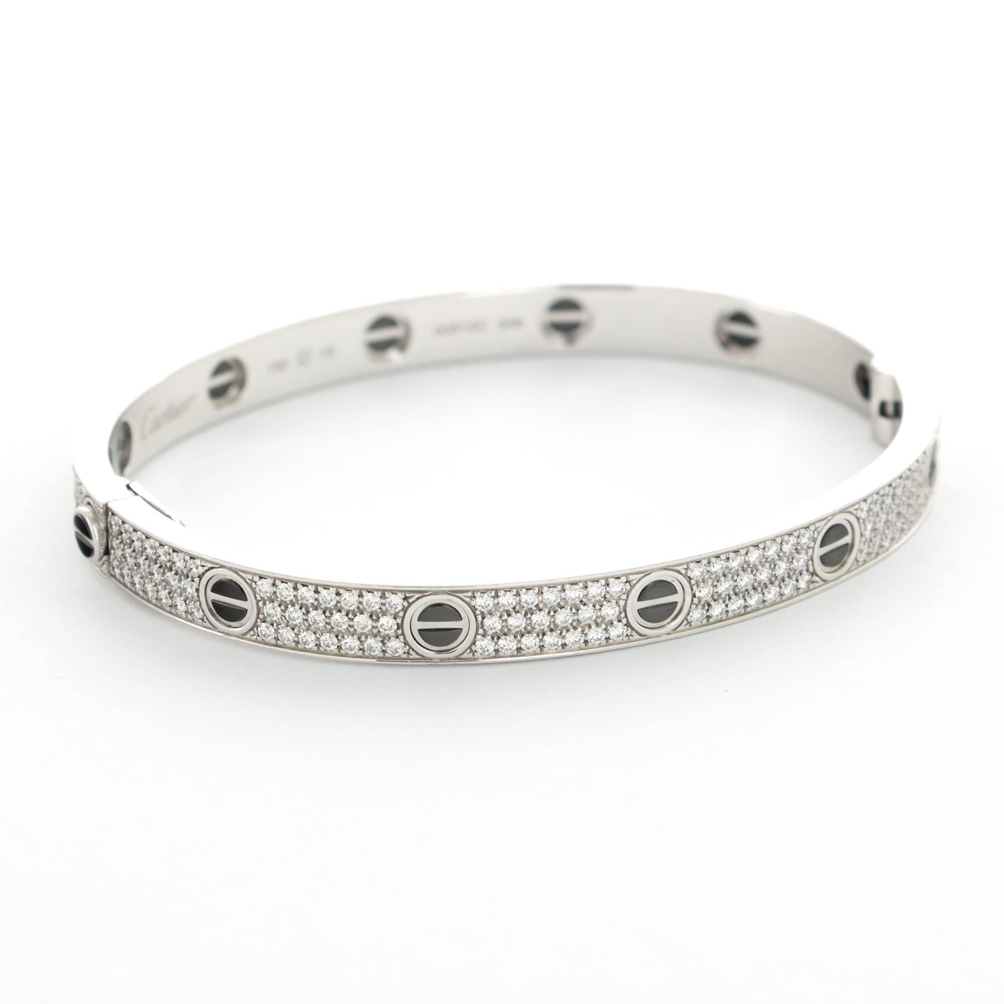 Cartier White Gold Pave Diamond Love Bracelet For Sale at 1stDibs ...