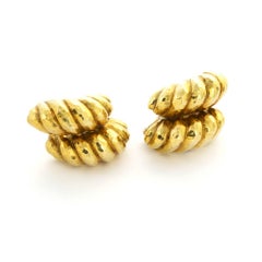 1970s David Webb Hammered Gold Earrings