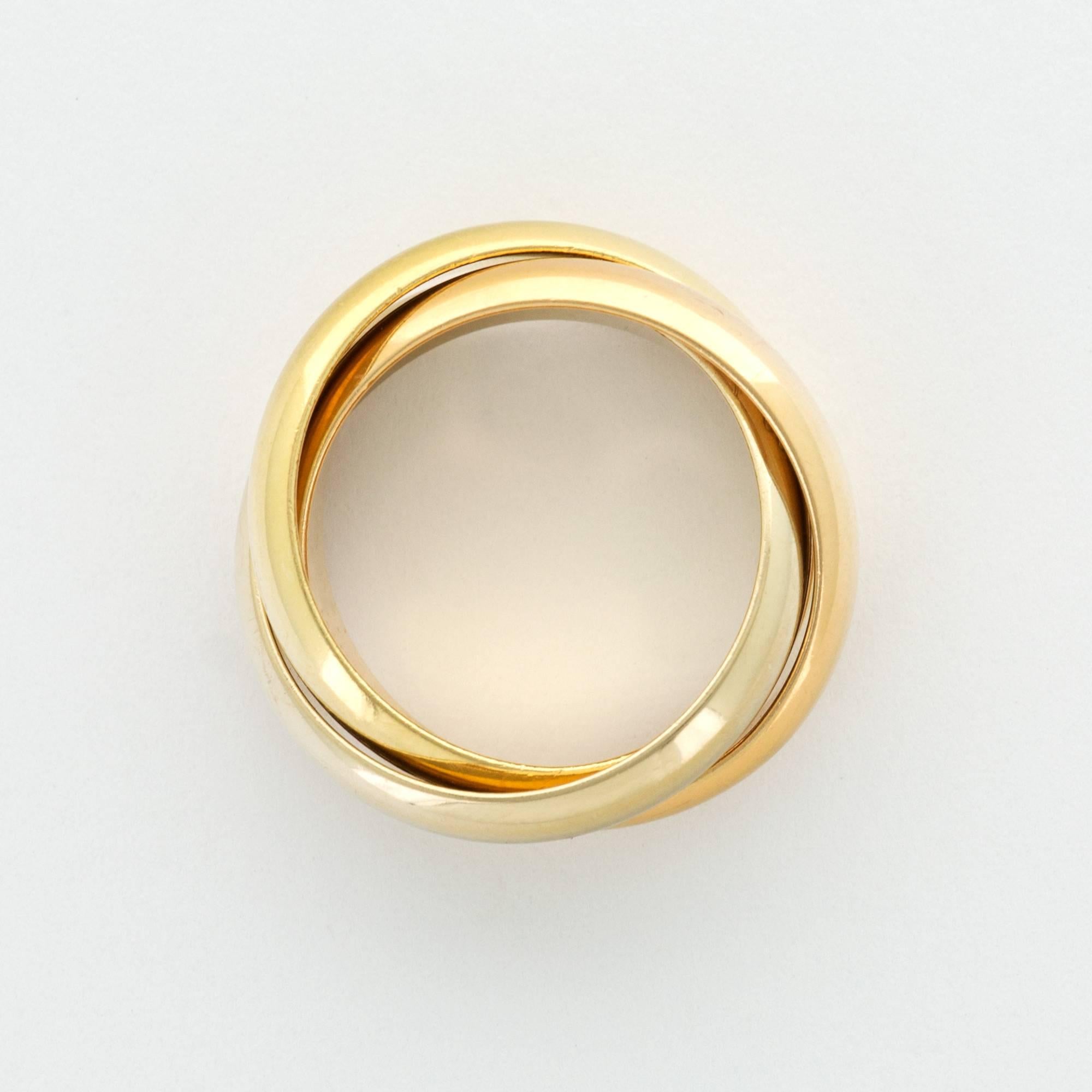 Modern Cartier Tri-Color Gold Trinity Rolling Band Ring