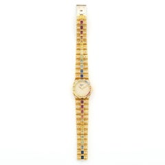 Chopard Yellow Gold Diamond Multicolor Rainbow Sapphire St. Moritz Wristwatch