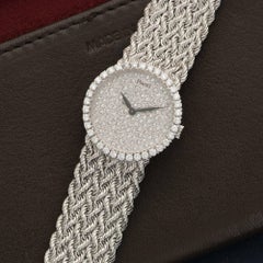 Piaget White Gold Pave Diamond Woven Link Bracelet Wristwatch