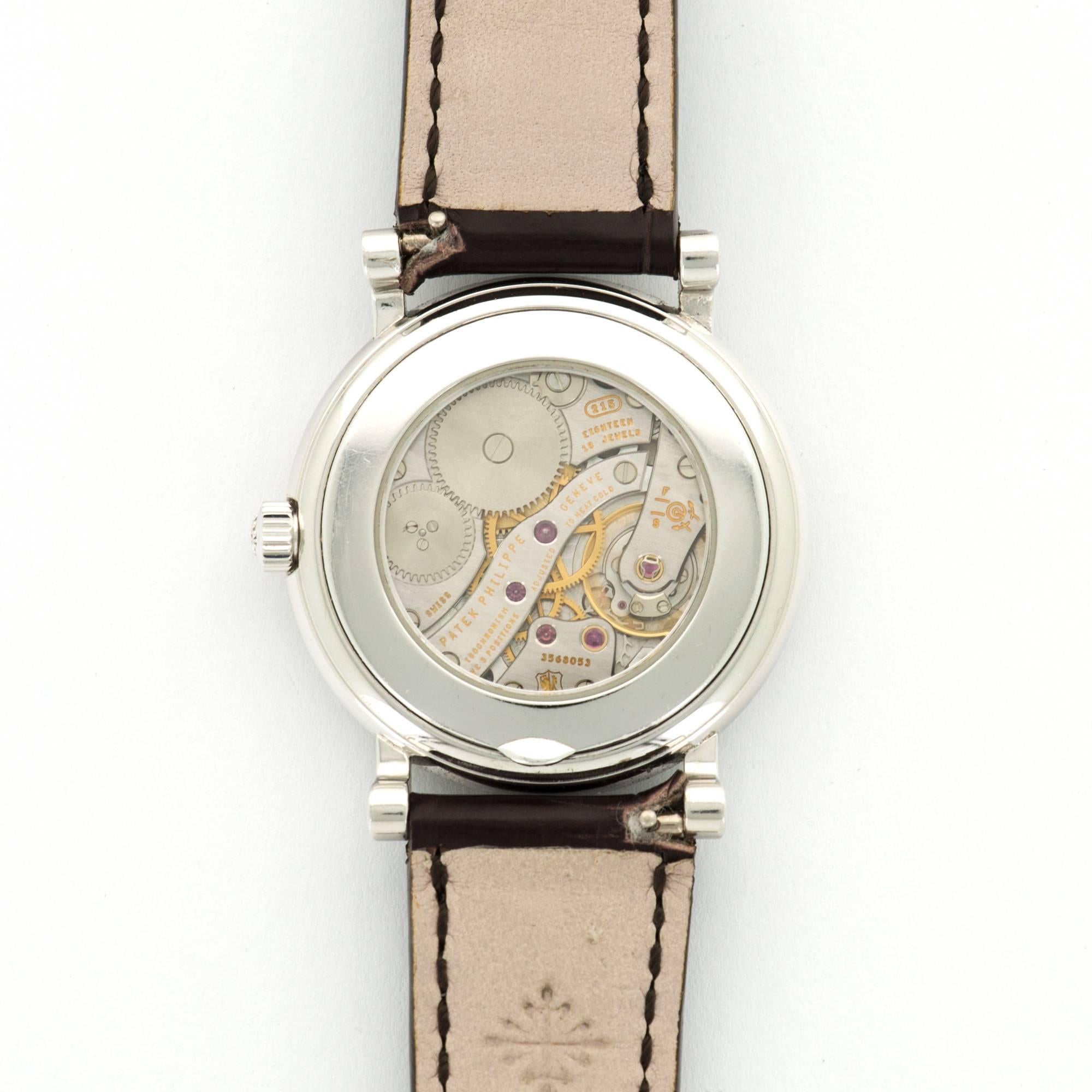 Modern Patek Philippe White Gold Diamond Calatrava Manual Wristwatch Ref 4959