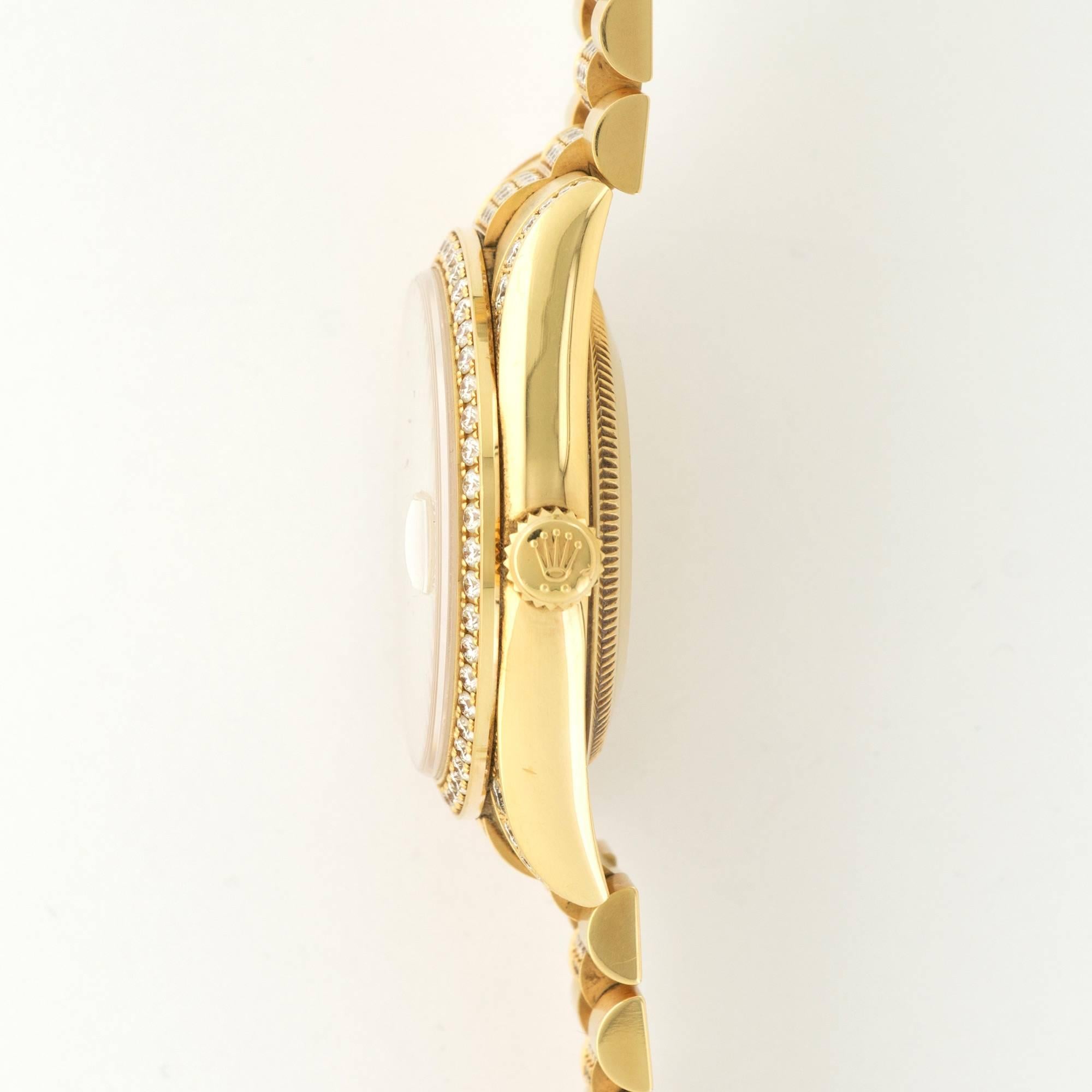 Modern Rolex Yellow Gold Diamond Pave Day-Date Wristwatch Ref 118388