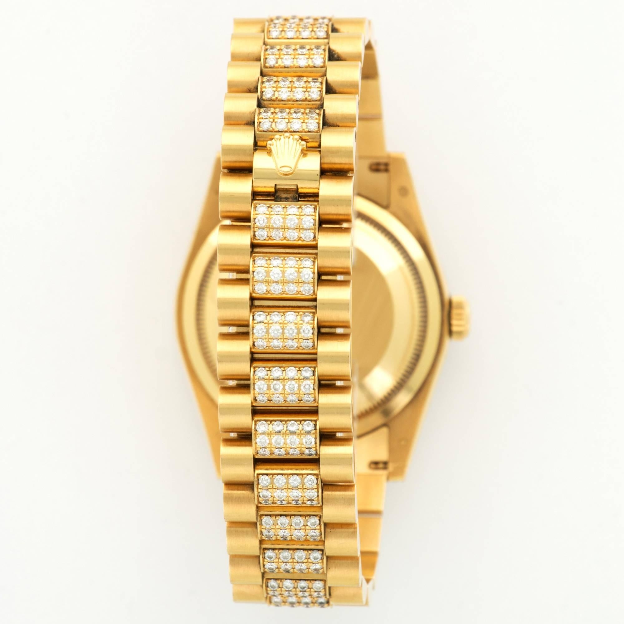 Rolex Yellow Gold Diamond Pave Day-Date Wristwatch Ref 118388 In New Condition In Beverly Hills, CA