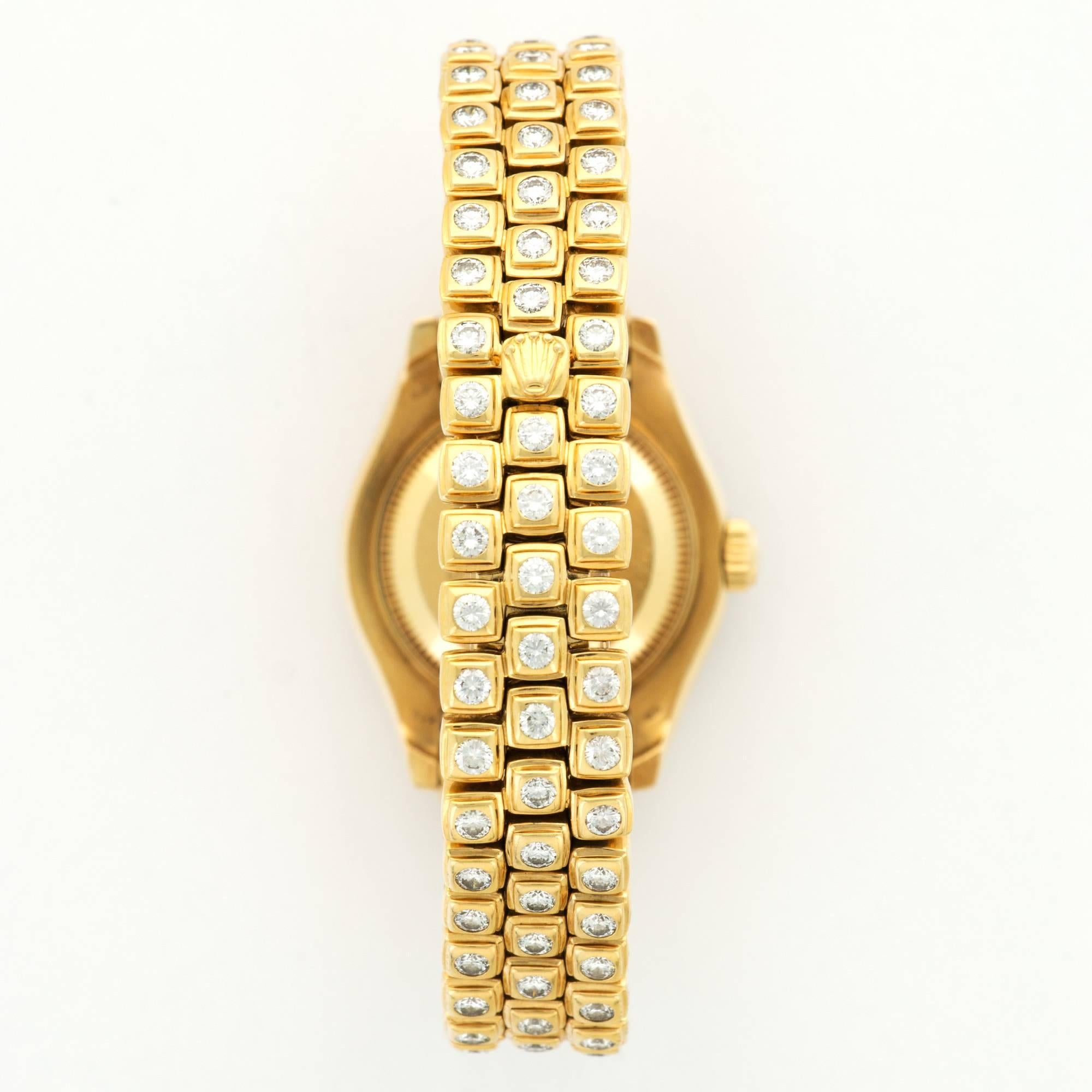 Rolex Yellow Gold Diamond Pave Datejust Pearlmaster Automatic Wristwatch  In New Condition In Beverly Hills, CA