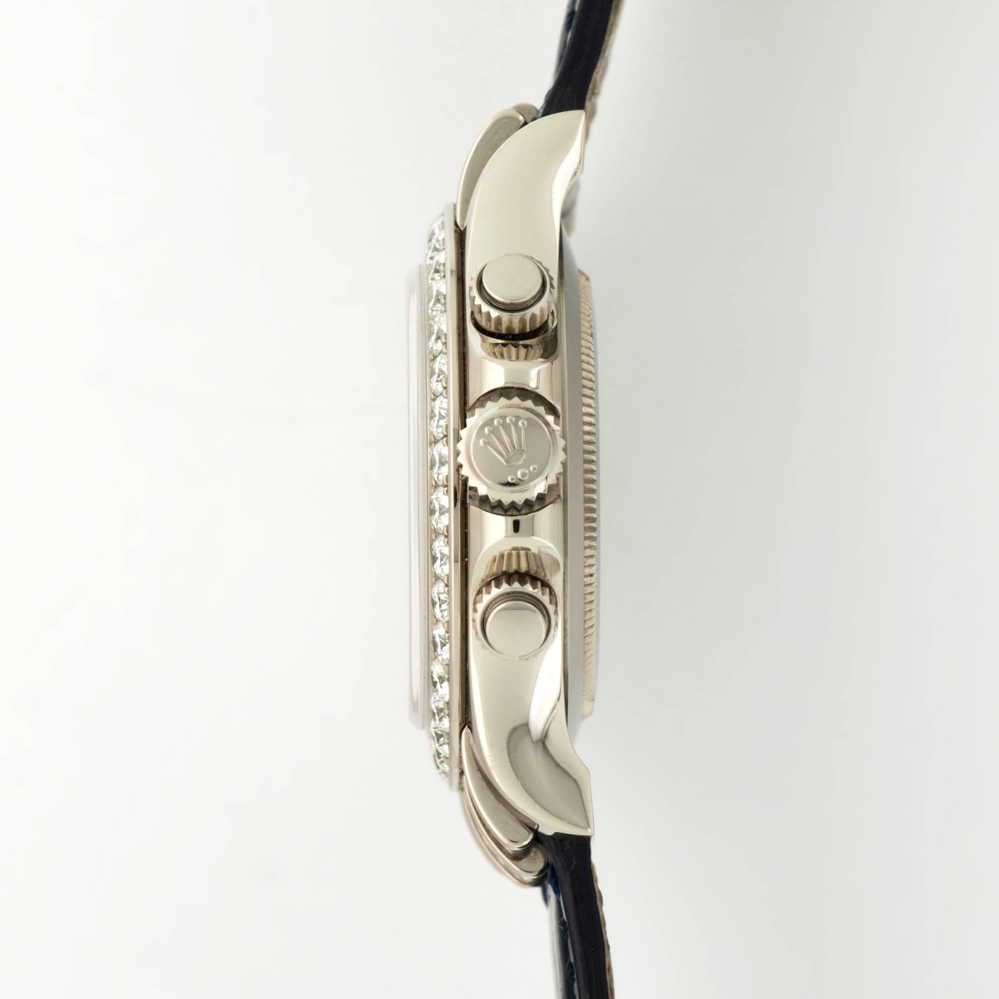 Modern Rolex White Gold Diamond Daytona Automatic Wristwatch, Ref 116599