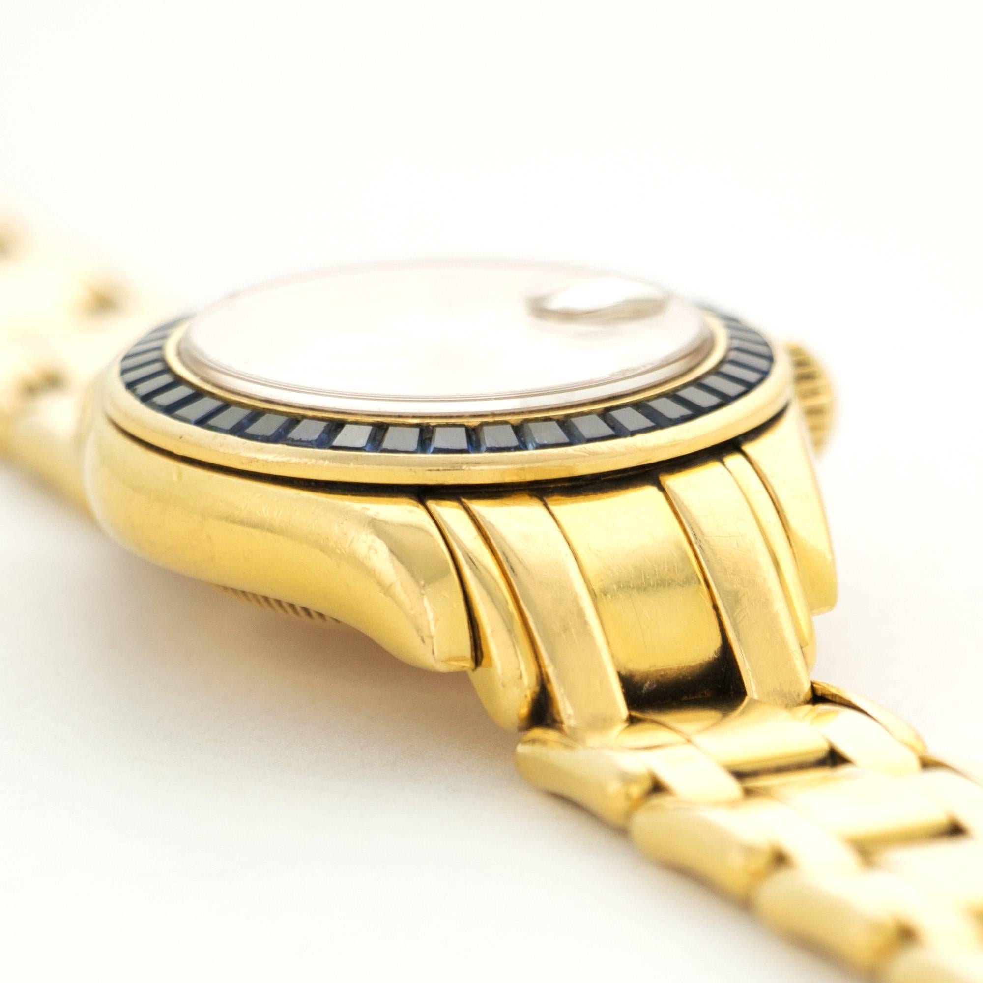Modern Rolex Yellow Gold Pearlmaster Sapphire Bezel Wristwatch Ref  69308, circa 1990s