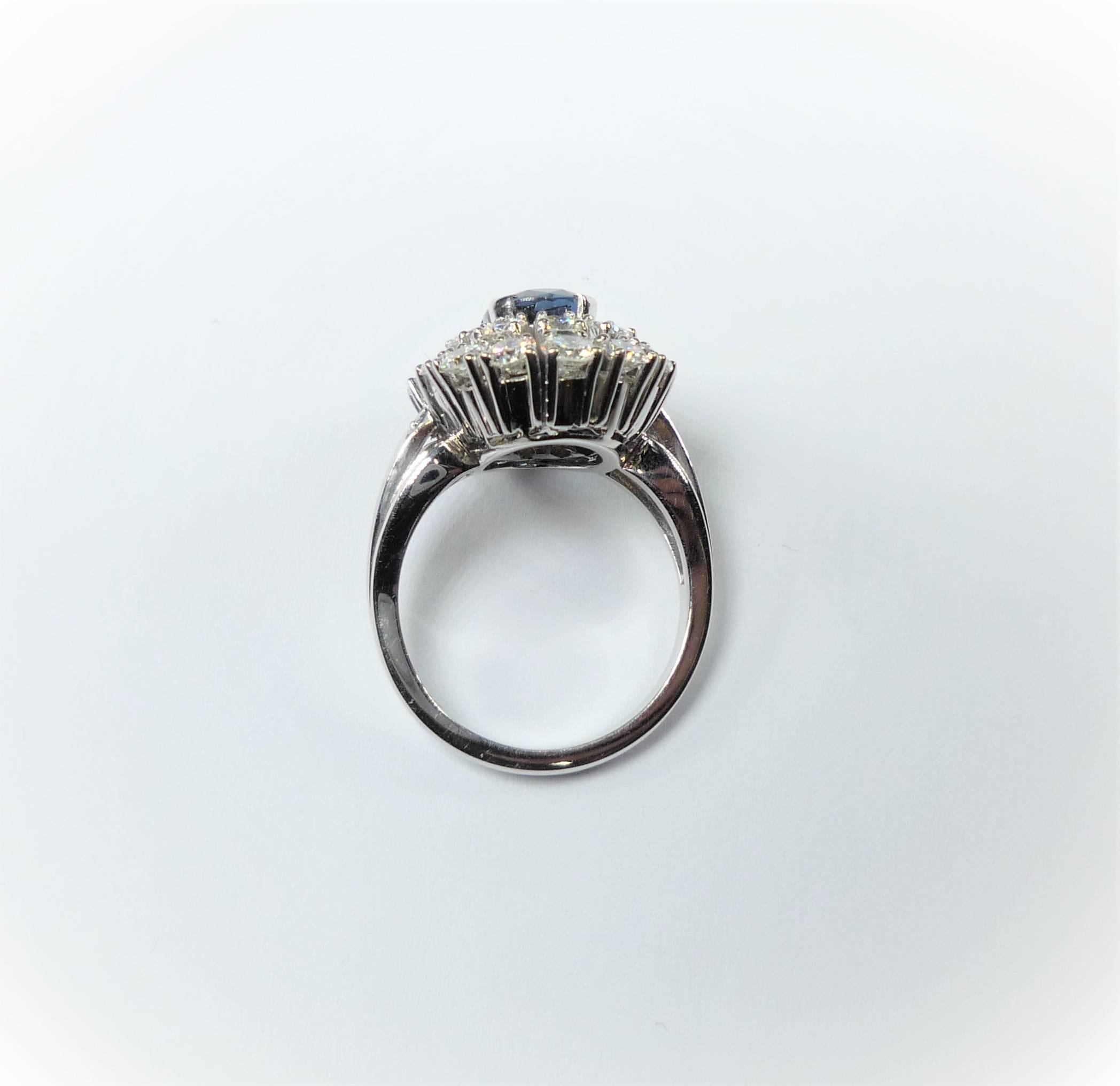 3.1 Carat Blue Sapphire Diamond Cocktail Ring 1