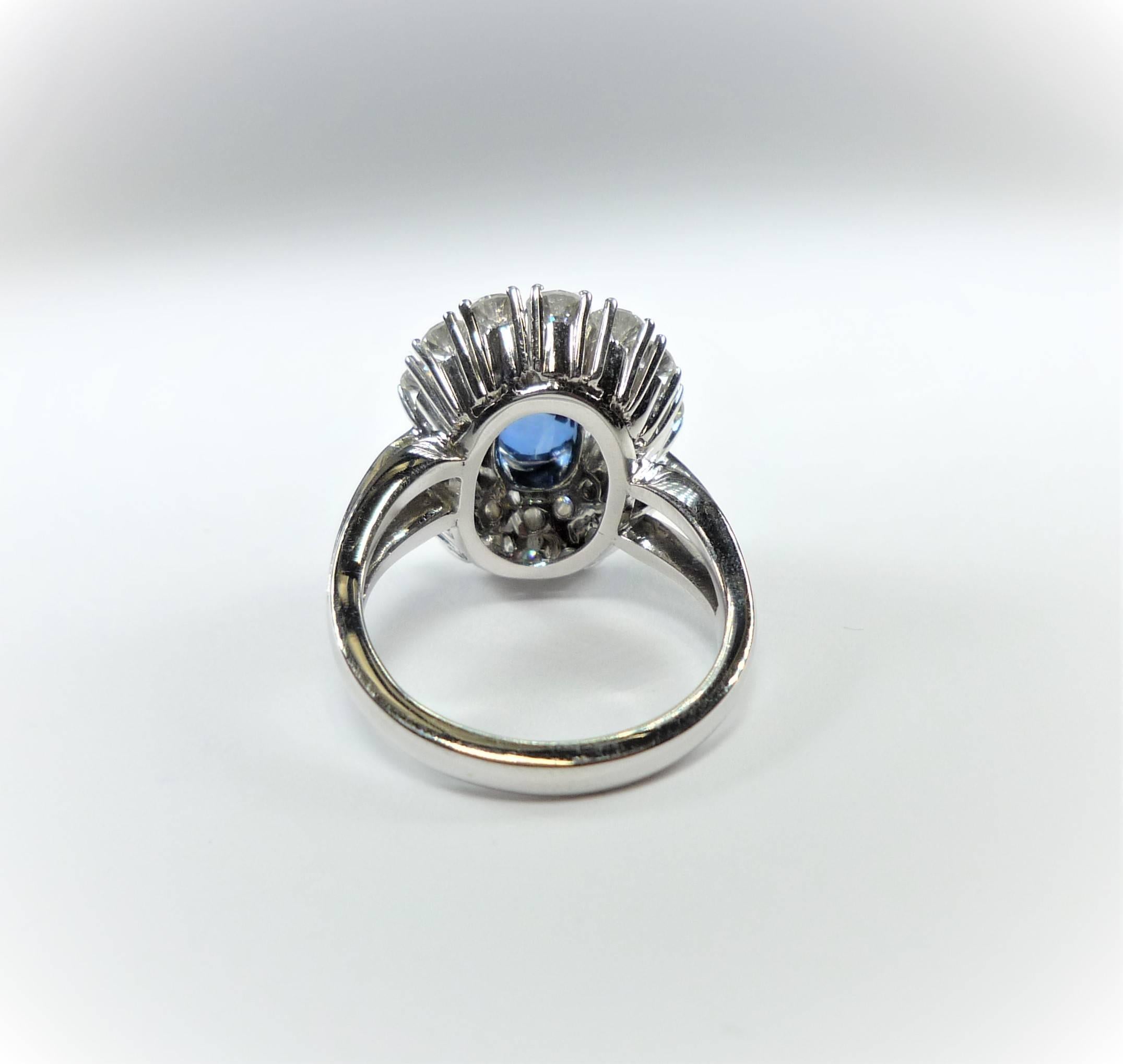 Women's 3.1 Carat Blue Sapphire Diamond Cocktail Ring