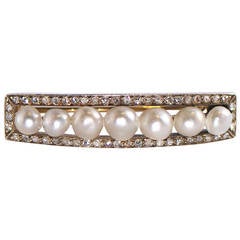 Antique Pearl Diamond Gold Brooch 2