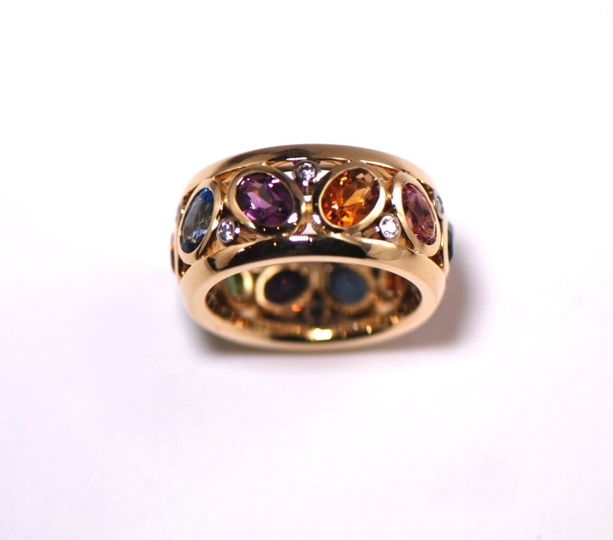 Gemstone Gold Eternity Band Ring In Excellent Condition In Frankfurt, DE