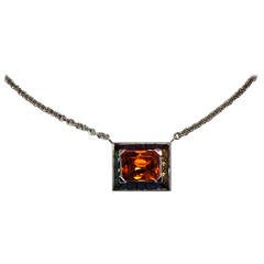Unique Friedrich Mandarin Garnet Gemstone Gold Pendant Necklace 2
