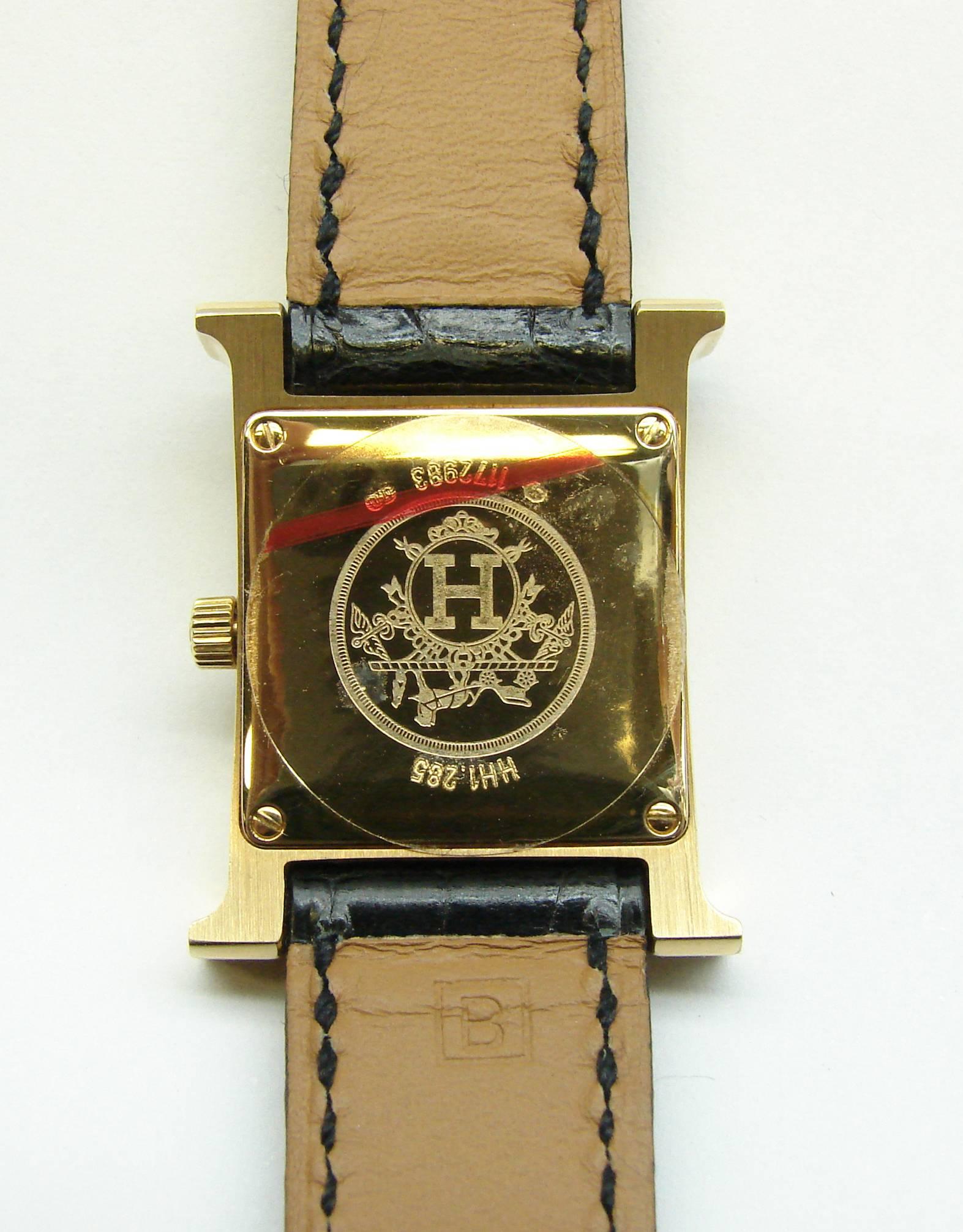 Hermes Ladies Yellow Gold Heure H Quartz Wristwatch In Excellent Condition In Frankfurt, DE
