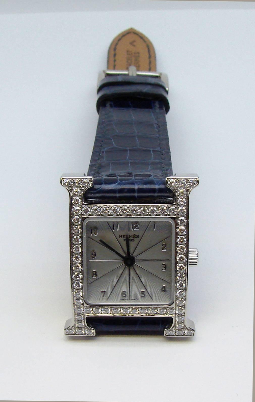 hermes h watch diamond