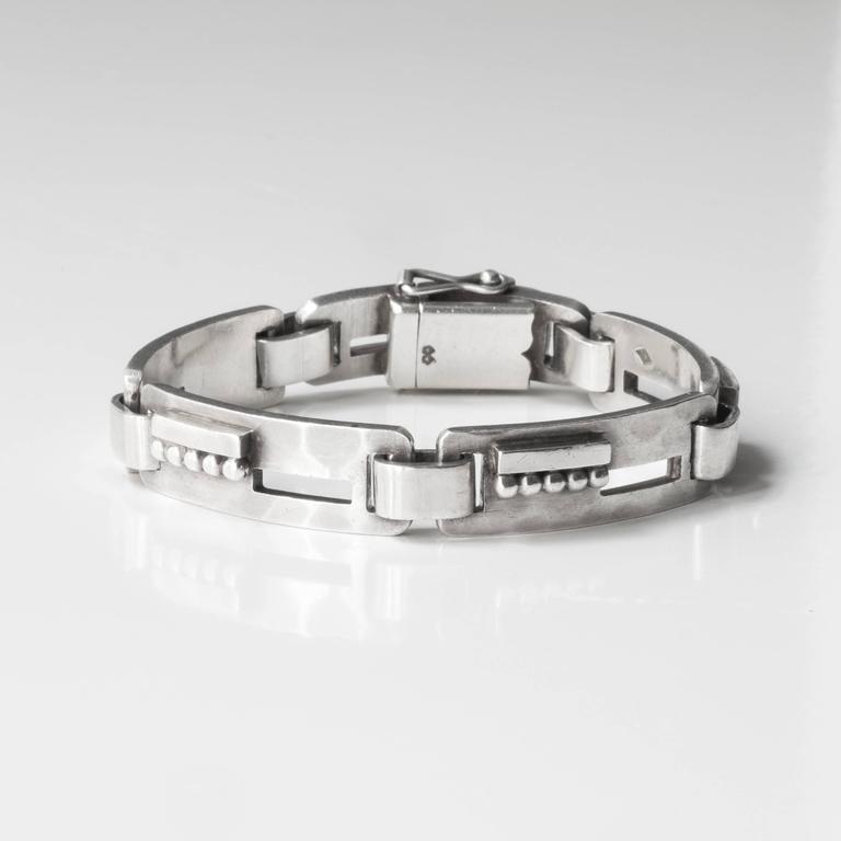 1930s Jean Despres Art Deco Silver Bracelet at 1stDibs
