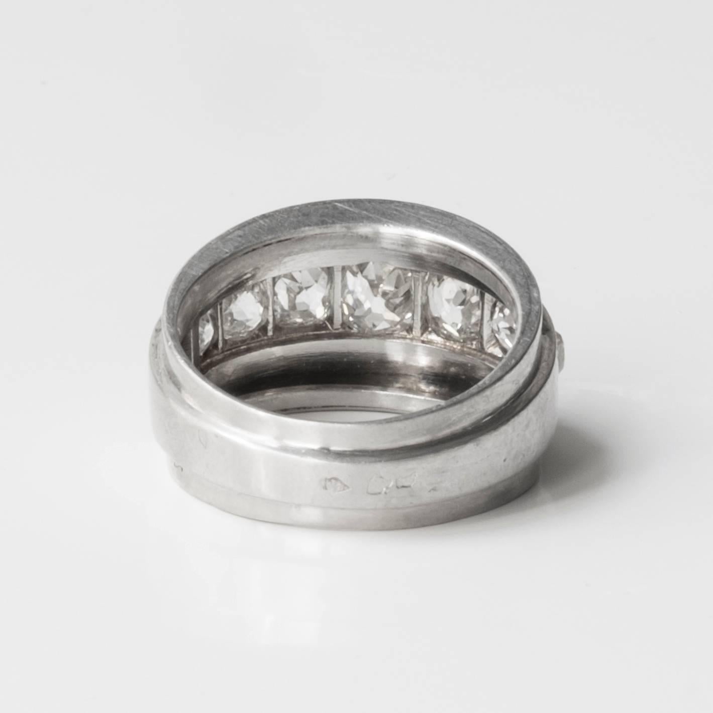 Women's 1930s Modernist Diamond Platinum  Ring  For Sale