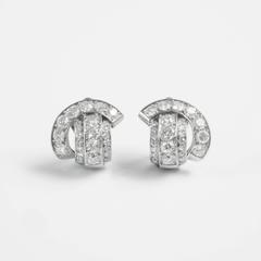 1935 Rene Boivin Diamond Platinum Earrings