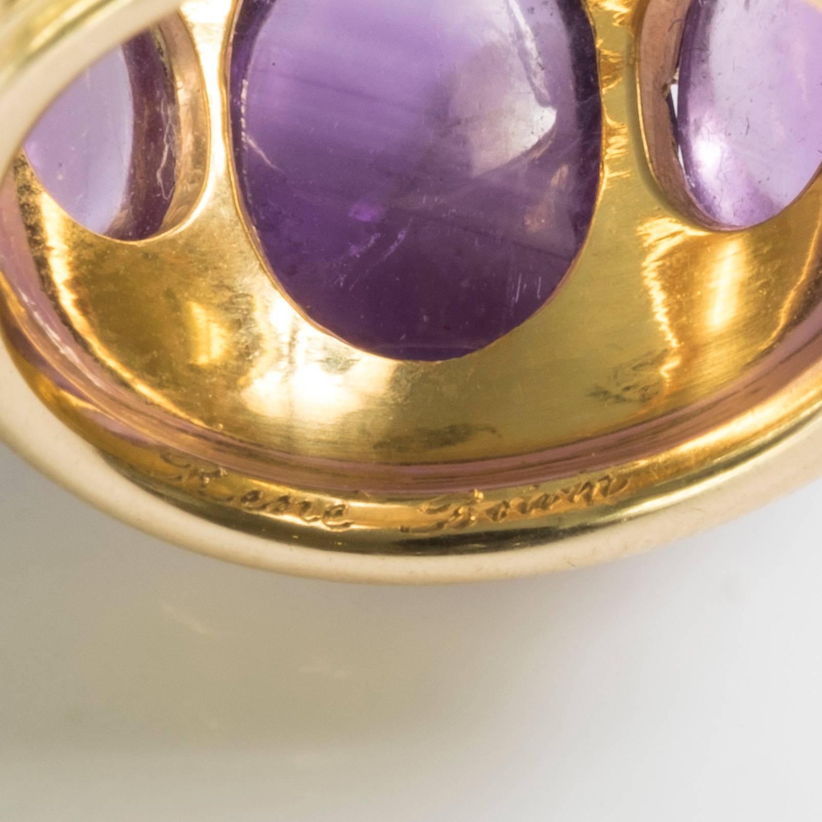 1970 Rene Boivin Amethyst Gold Ring For Sale 2