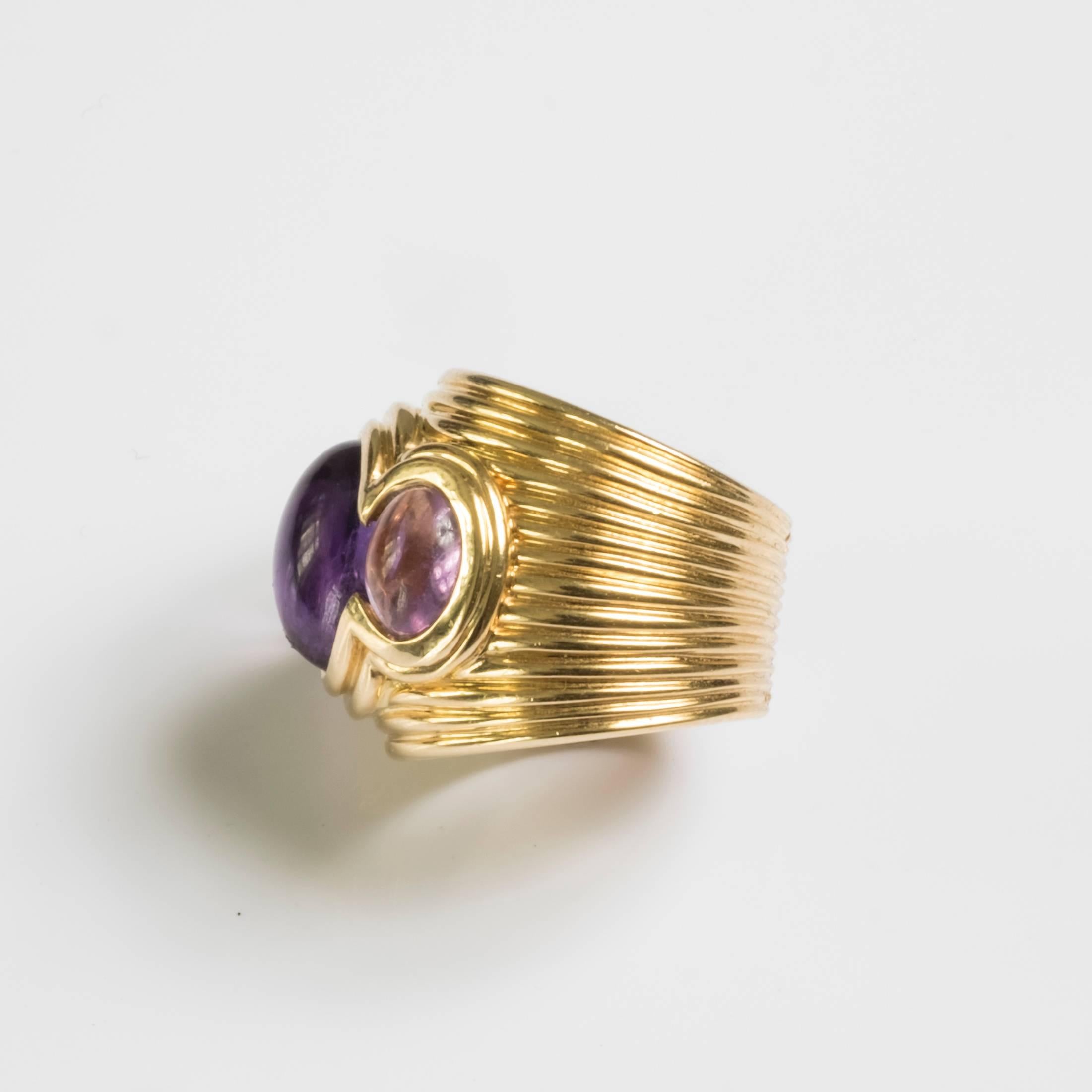 1970 Rene Boivin Amethyst Gold Ring In Good Condition For Sale In Paris, FR