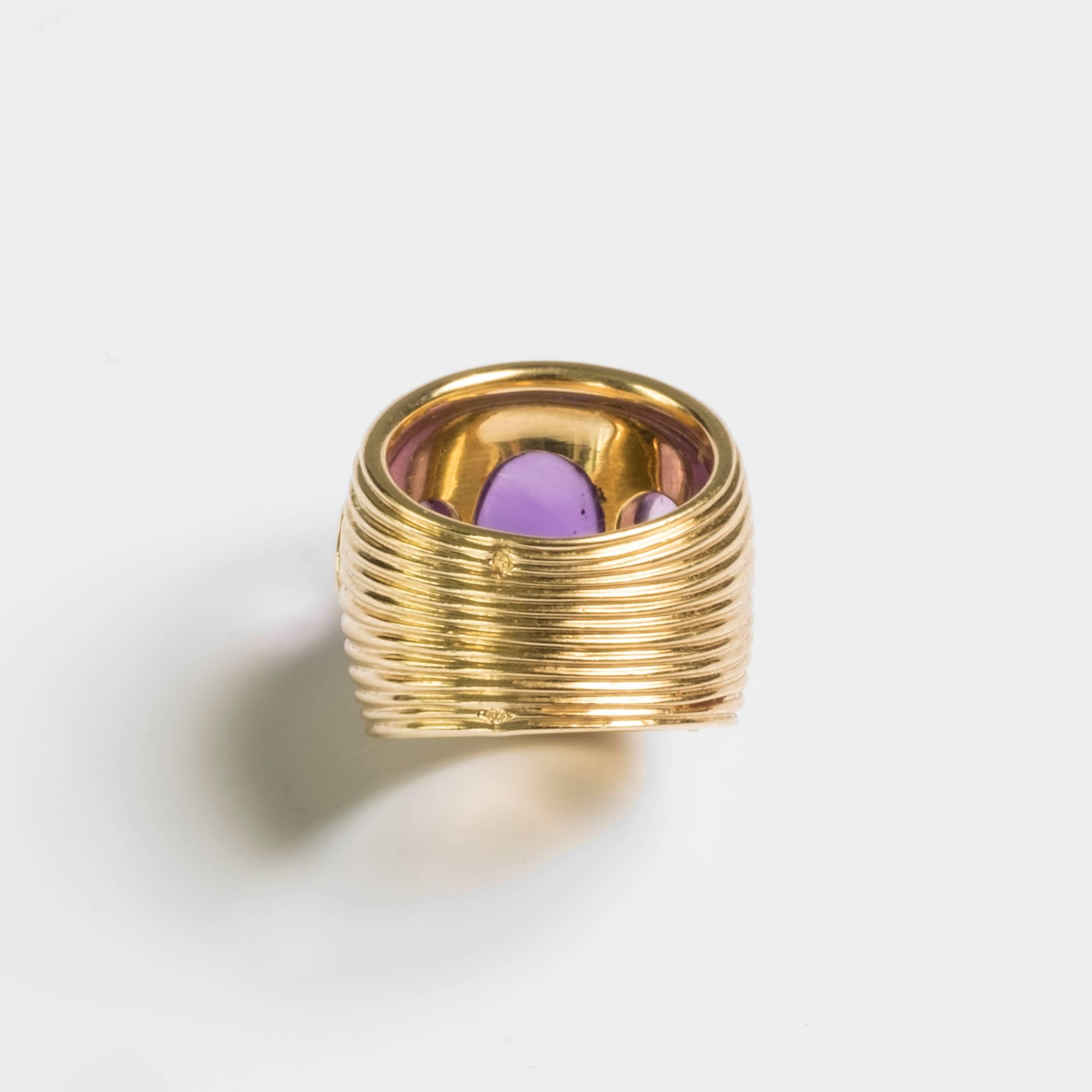 Women's or Men's 1970 Rene Boivin Amethyst Gold Ring For Sale