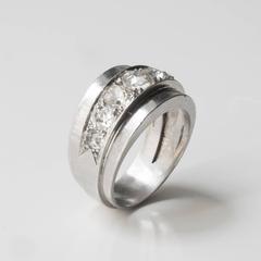 1930s Modernist Diamond Platinum  Ring