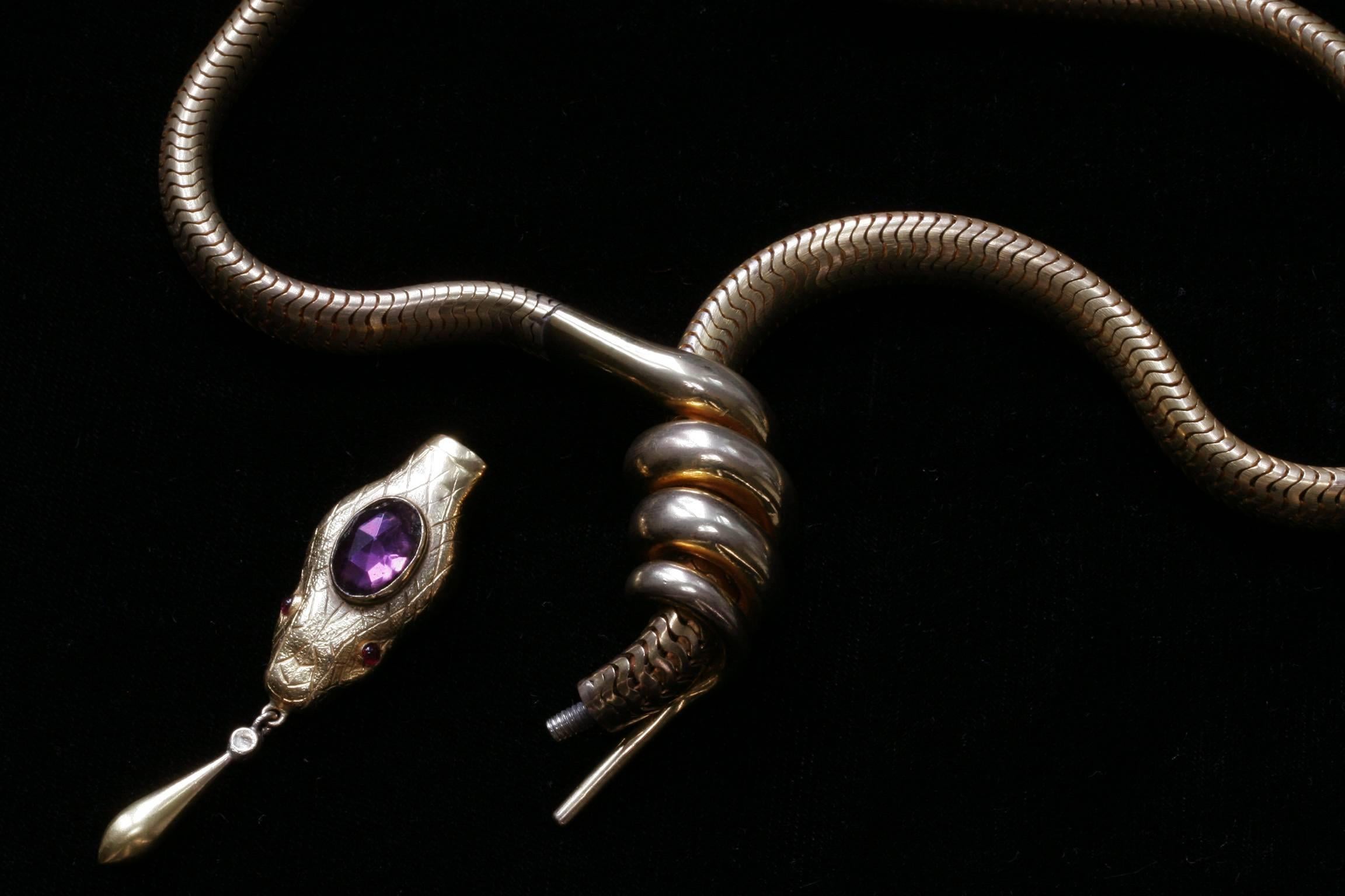 Victorian Flexible Serpent Necklace In Good Condition For Sale In New York, NY