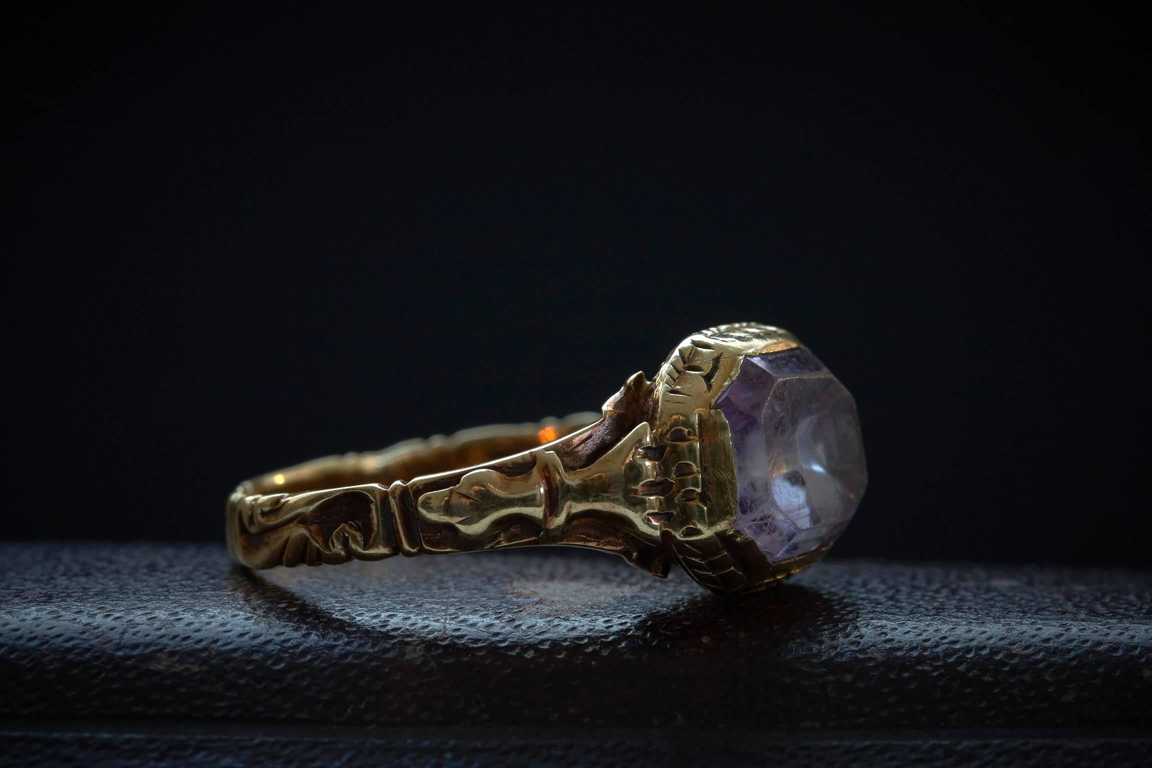 Georgian Amethyst Gold Ring In Good Condition For Sale In New York, NY