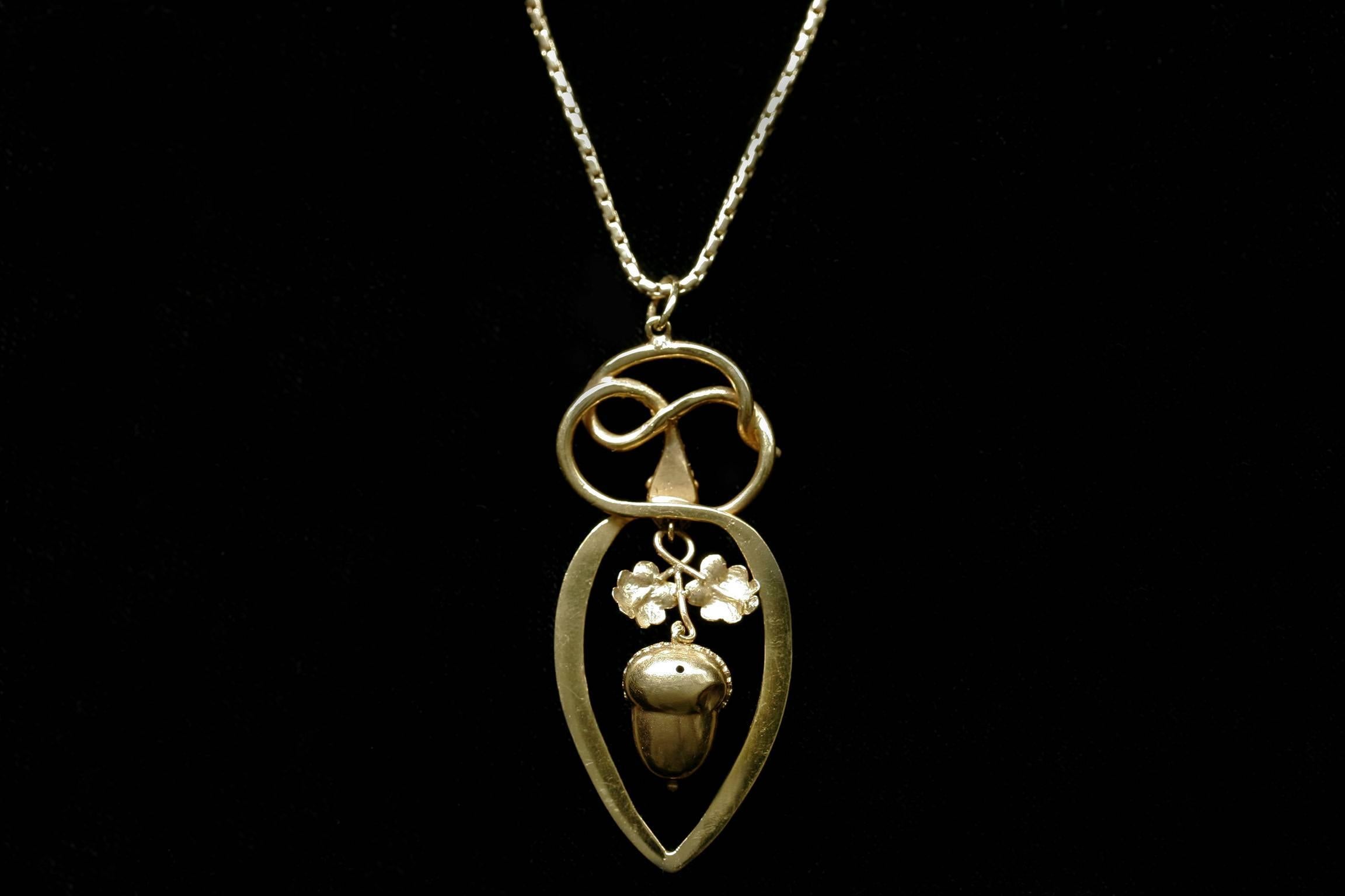 Women's Victorian Serpent and Acorn Pendant with Chain