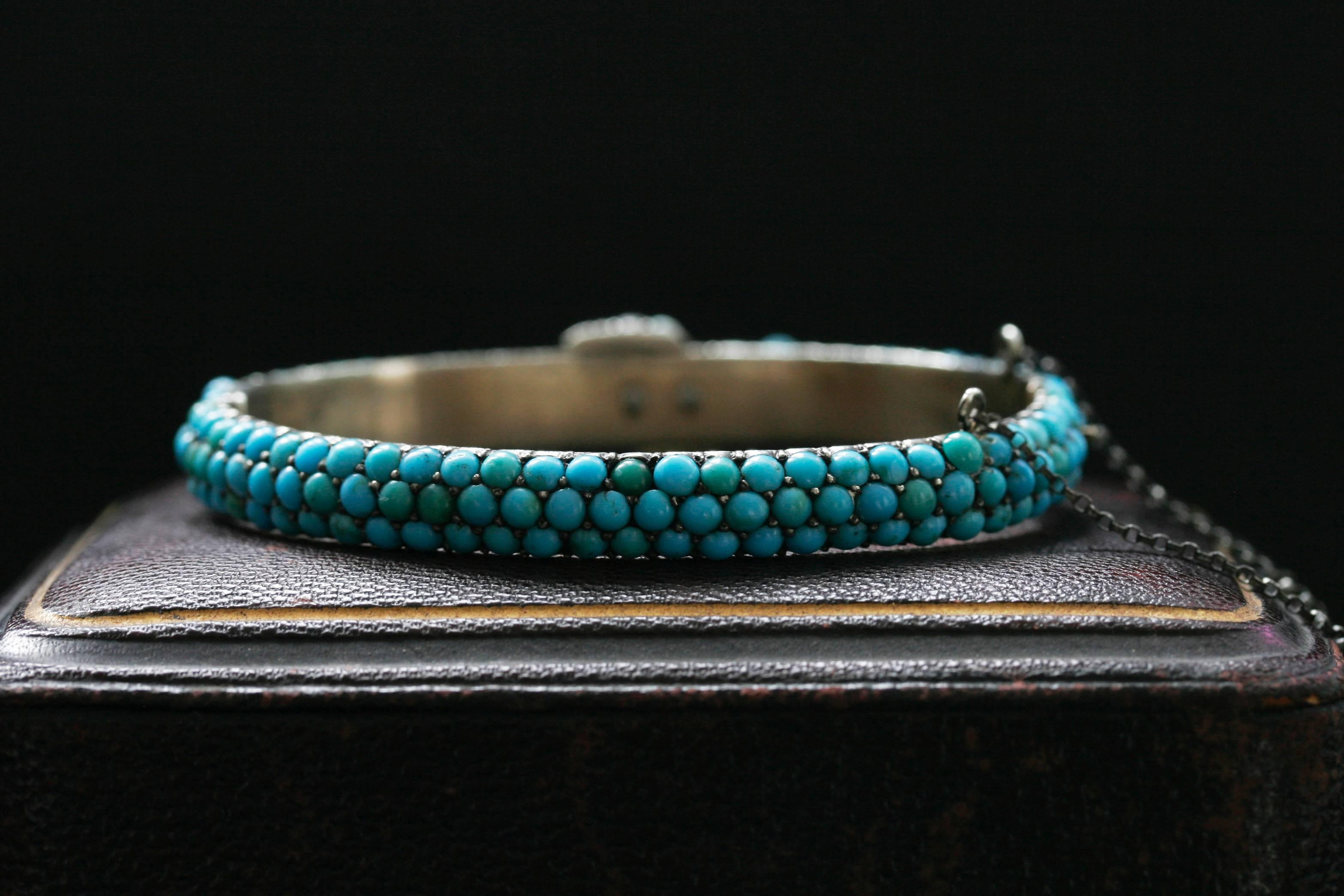 Victorian Turquoise and Pearl Bangle For Sale 1