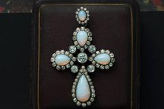 Antique Large Opaline and Paste Cross