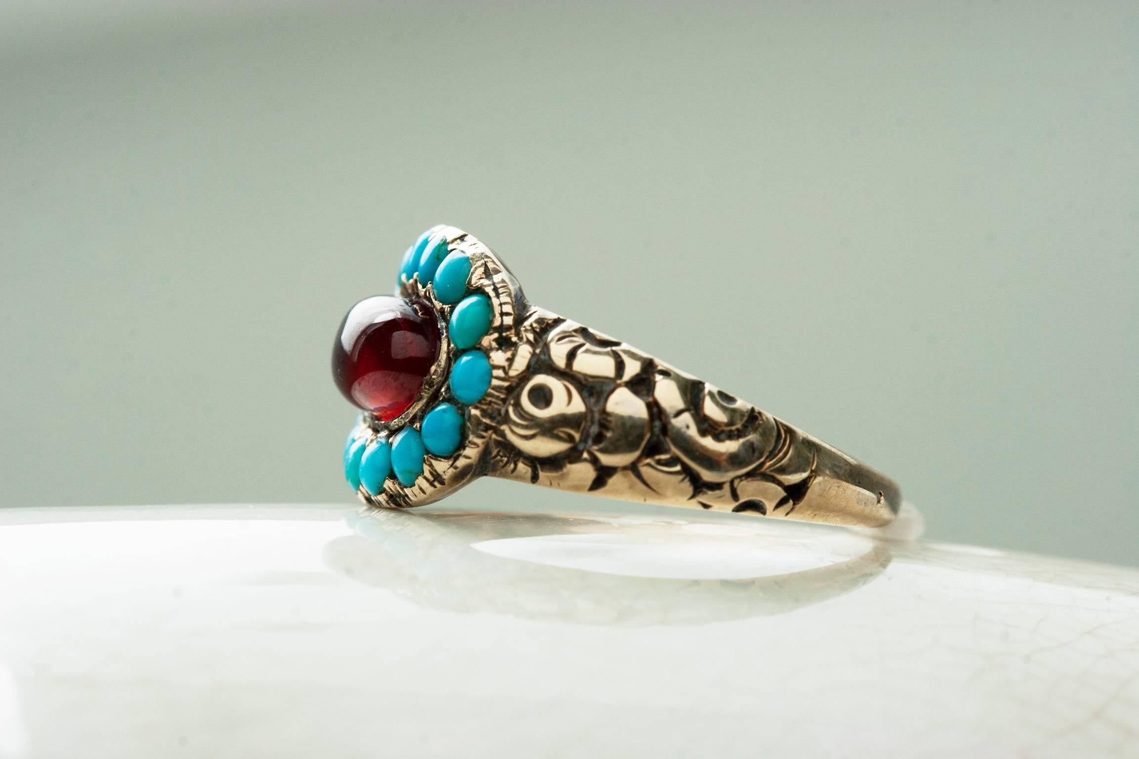 garnet and turquoise ring