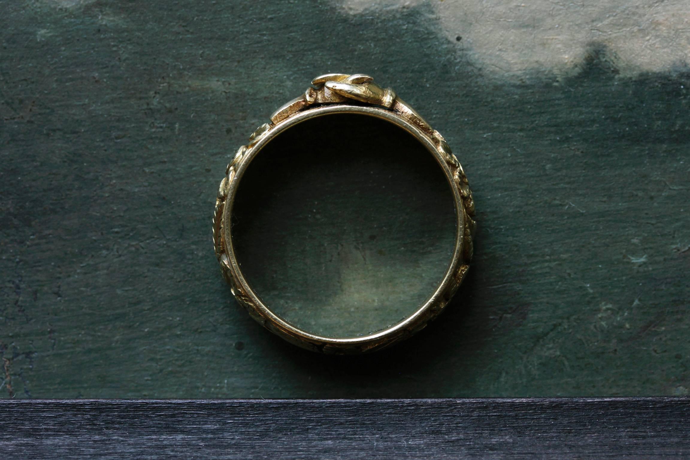 Women's or Men's Georgian Gold Clasped Hands Ring