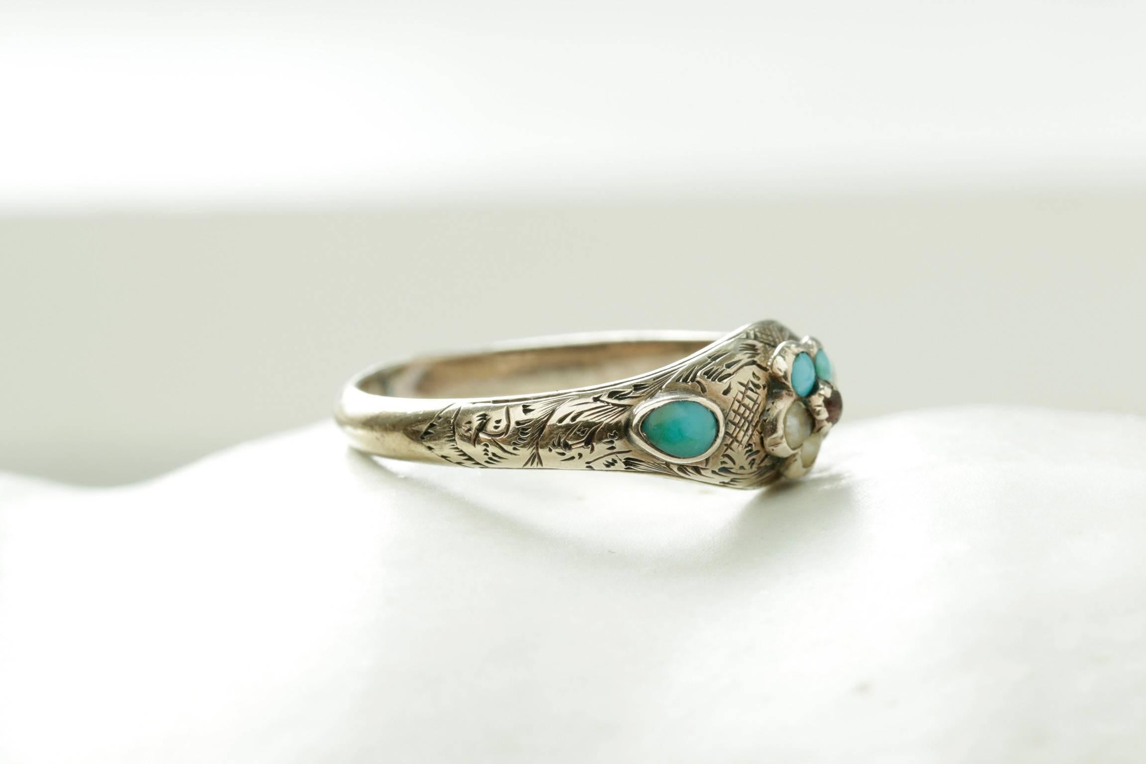 Georgian 'Forget Me Not' Flower Ring In Good Condition For Sale In New York, NY