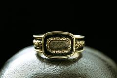 Black Enamel Memorial Locket Ring