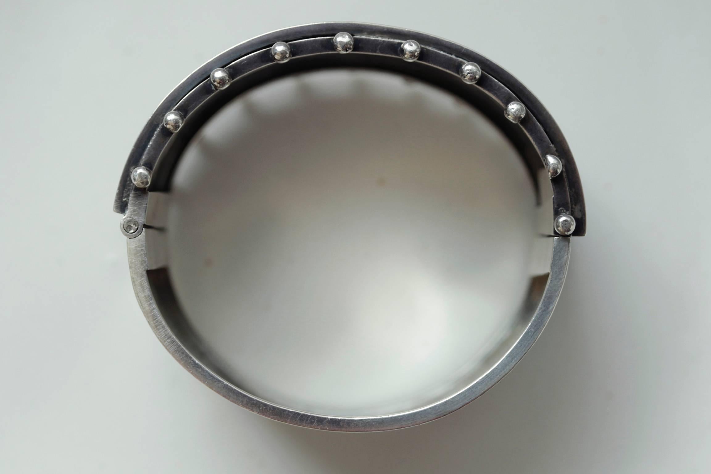 Women's Victorian Extra Wide Sterling Silver Bangle For Sale