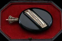 Victorian Onyx, Enamel, and Seed Pearl Locket