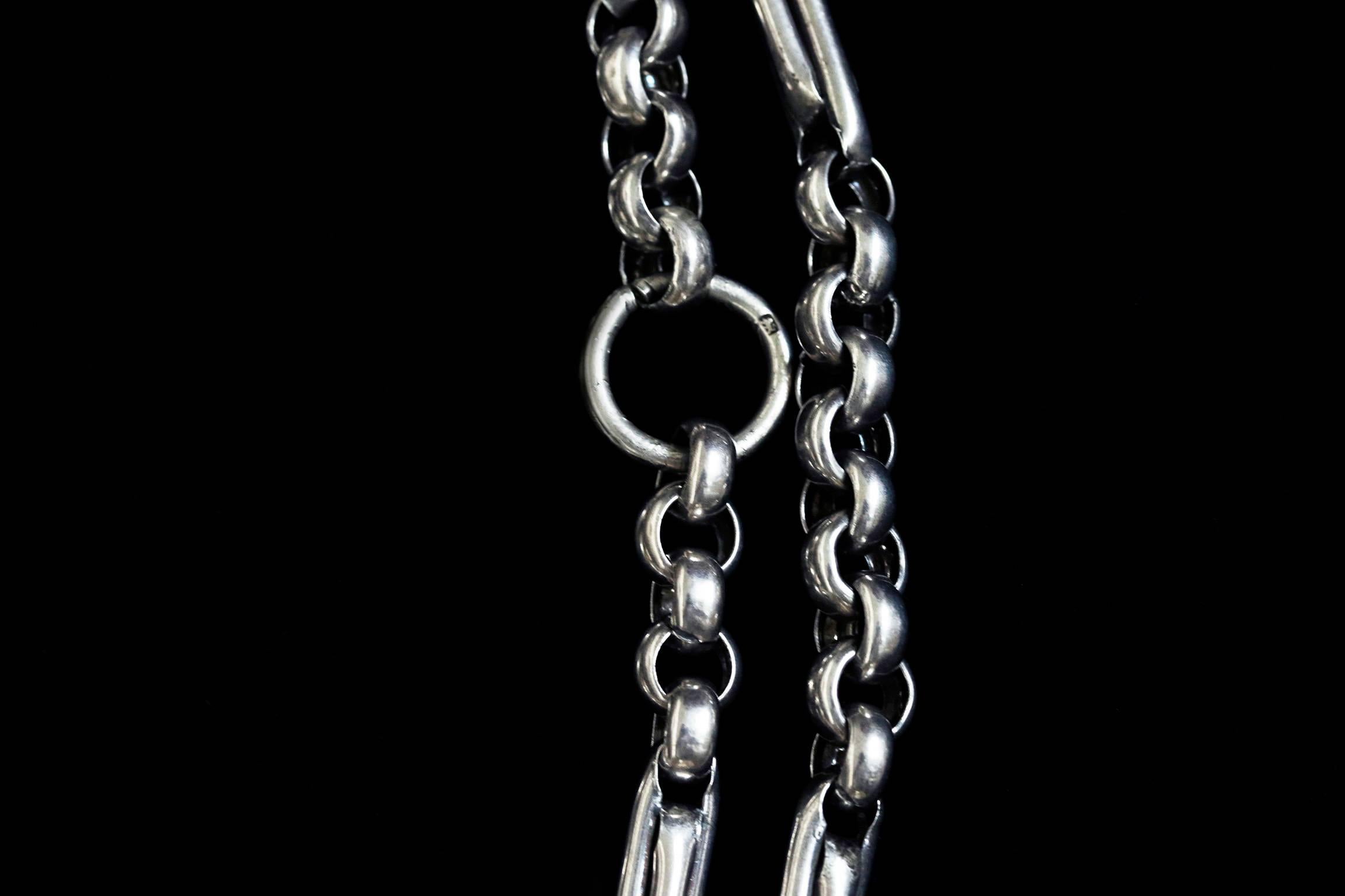 Women's or Men's Rare Victorian Extra Long and Substantial Silver Chain  For Sale